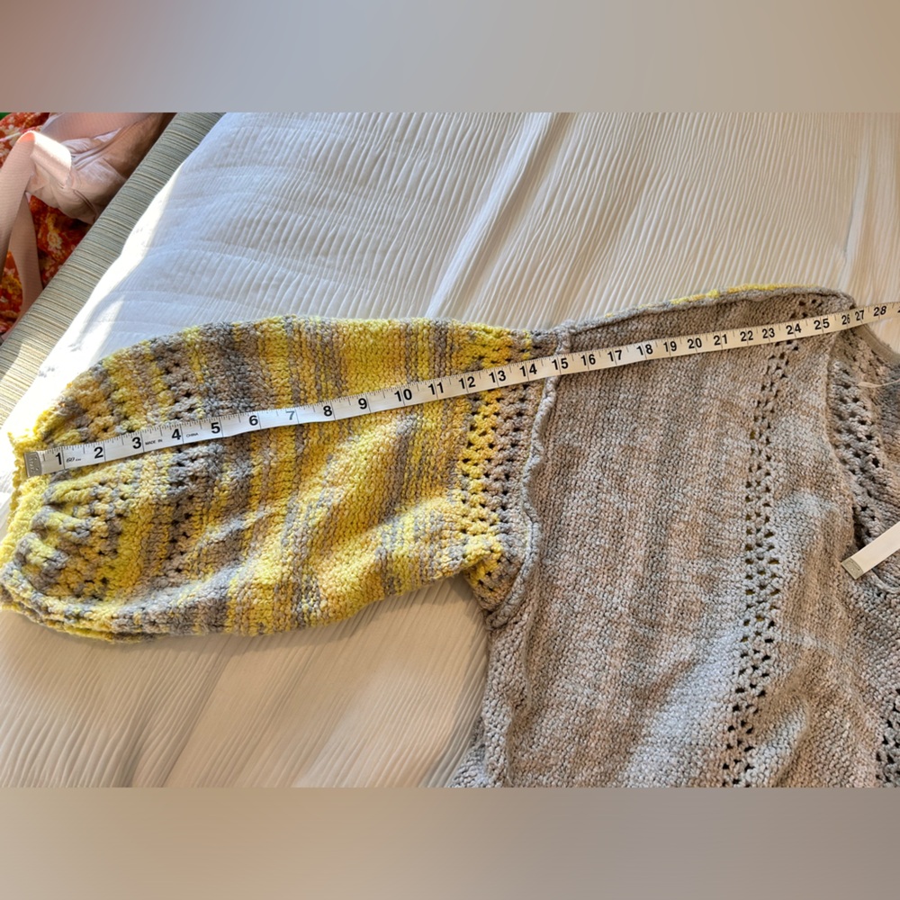 Free people yellow gray color block sweater S oversized EUC - Picture 3 of 5